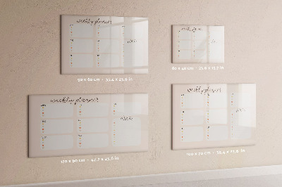 Uitwisbaar glazen planbord met magnetische functie Een mooie weekplanner