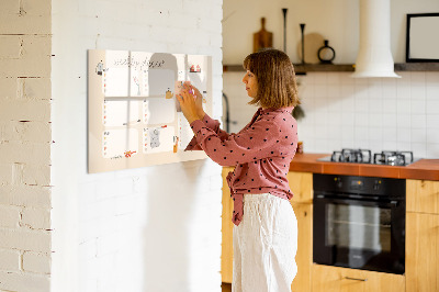 Magnetisch planbord voor de muur van bedrukt glas Wekelijkse planner