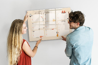 Magnetisch planbord voor de muur van bedrukt glas Wekelijkse planner