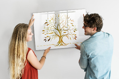 Uitwisbaar glazen planbord met magnetische functie Gouden boom