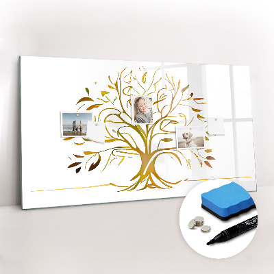 Uitwisbaar glazen planbord met magnetische functie Gouden boom