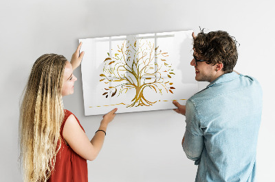 Uitwisbaar glazen planbord met magnetische functie Gouden boom