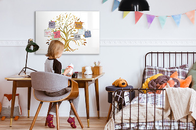 Uitwisbaar glazen planbord met magnetische functie Gouden boom