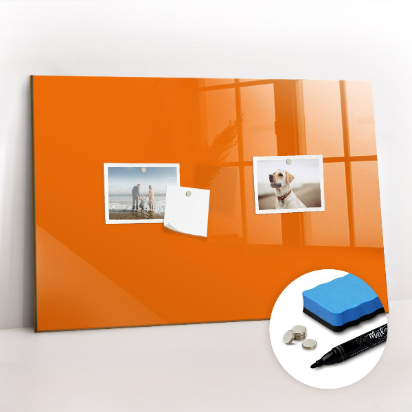 Uitwisbaar glazen planbord met magnetische functie Oranje kleur
