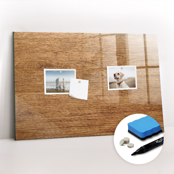 Magnetisch planbord voor de muur van bedrukt glas Licht hout