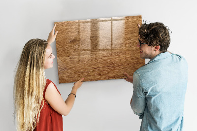 Magnetisch planbord voor de muur van bedrukt glas Licht hout