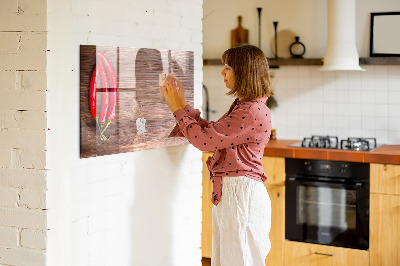 Magnetisch planbord voor de muur van bedrukt glas Paprika's