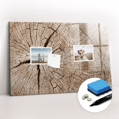 Magnetisch planbord voor de muur van bedrukt glas Oude houtstronk