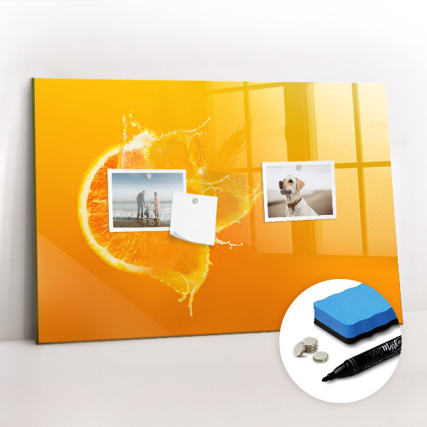 Beschrijfbaar magneetbord van glas met design Oranje