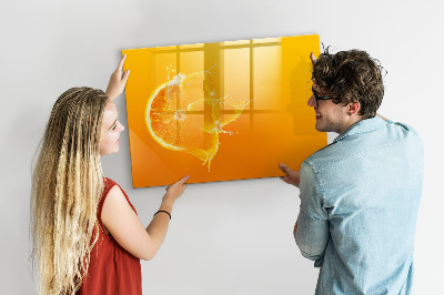 Beschrijfbaar magneetbord van glas met design Oranje