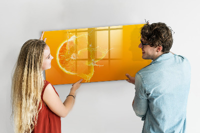 Beschrijfbaar magneetbord van glas met design Oranje