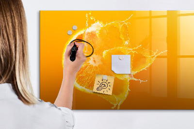 Beschrijfbaar magneetbord van glas met design Oranje