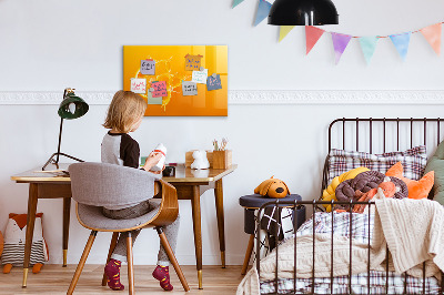 Beschrijfbaar magneetbord van glas met design Oranje