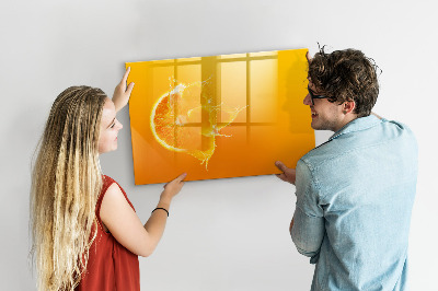Beschrijfbaar magneetbord van glas met design Oranje