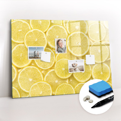 Magnetisch planbord voor de muur van bedrukt glas Citroenschijfjes
