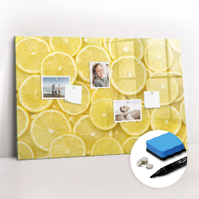 Magnetisch planbord voor de muur van bedrukt glas Citroenschijfjes