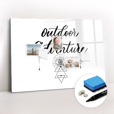 Beschrijfbaar magneetbord van glas met design Buitenavontuur