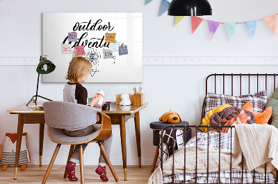 Beschrijfbaar magneetbord van glas met design Buitenavontuur