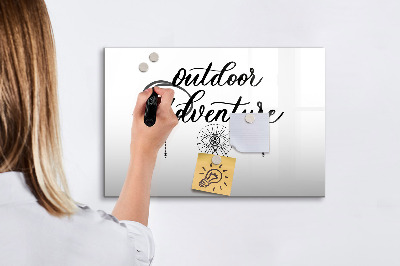 Beschrijfbaar magneetbord van glas met design Buitenavontuur