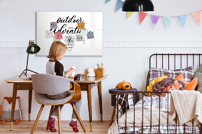 Beschrijfbaar magneetbord van glas met design Buitenavontuur