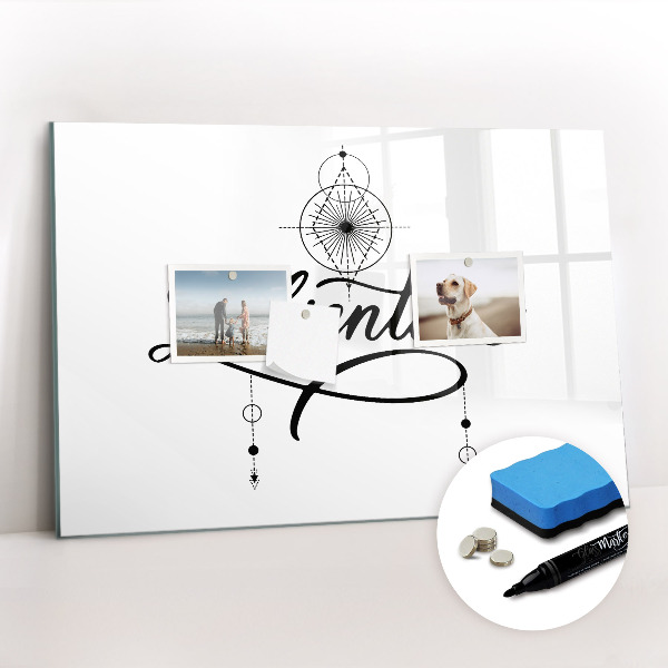 Uitwisbaar glazen planbord met magnetische functie Avontuur