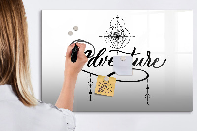 Uitwisbaar glazen planbord met magnetische functie Avontuur