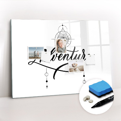 Uitwisbaar glazen planbord met magnetische functie Avontuur