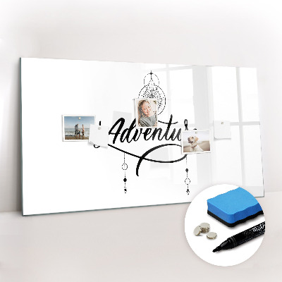 Uitwisbaar glazen planbord met magnetische functie Avontuur