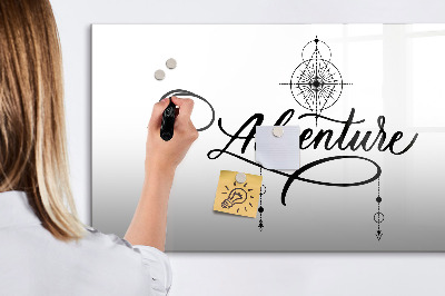 Uitwisbaar glazen planbord met magnetische functie Avontuur