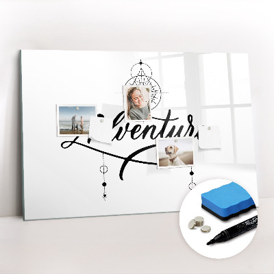 Uitwisbaar glazen planbord met magnetische functie Avontuur