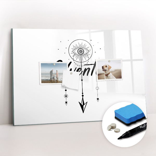 Magnetisch planbord voor de muur van bedrukt glas Avontuur