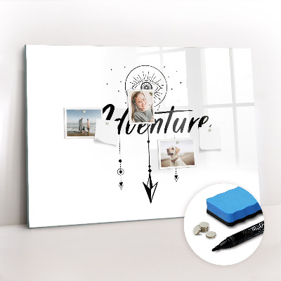 Magnetisch planbord voor de muur van bedrukt glas Avontuur
