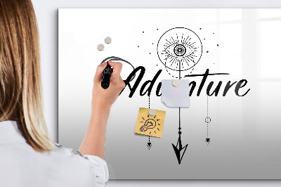 Magnetisch planbord voor de muur van bedrukt glas Avontuur