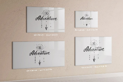 Magnetisch planbord voor de muur van bedrukt glas Avontuur