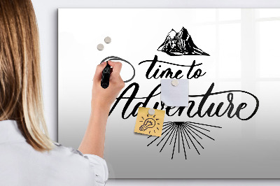 Beschrijfbaar magneetbord van glas met design Avontuur