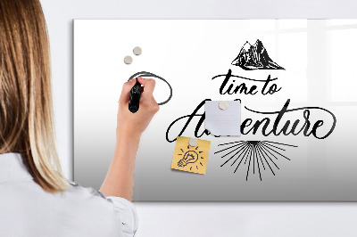 Beschrijfbaar magneetbord van glas met design Avontuur