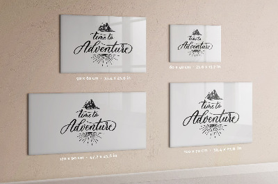 Beschrijfbaar magneetbord van glas met design Avontuur