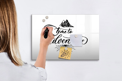 Beschrijfbaar magneetbord van glas met design Avontuur