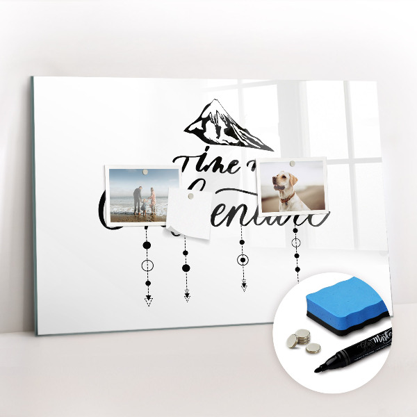 Magnetisch planbord voor de muur van bedrukt glas Avontuur