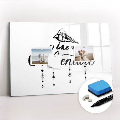 Magnetisch planbord voor de muur van bedrukt glas Avontuur