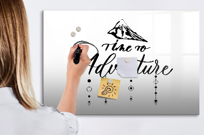 Magnetisch planbord voor de muur van bedrukt glas Avontuur