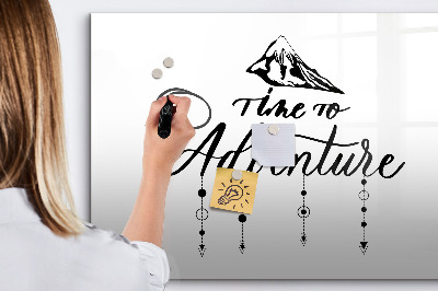 Magnetisch planbord voor de muur van bedrukt glas Avontuur