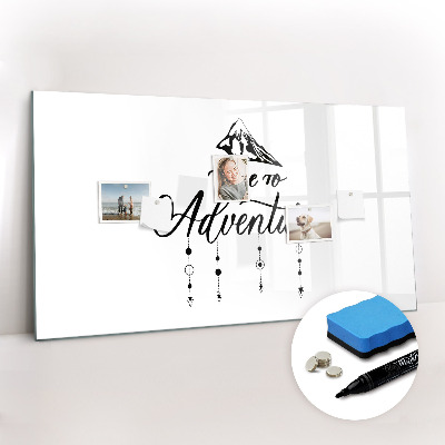 Magnetisch planbord voor de muur van bedrukt glas Avontuur