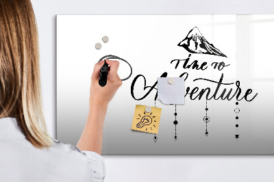 Magnetisch planbord voor de muur van bedrukt glas Avontuur