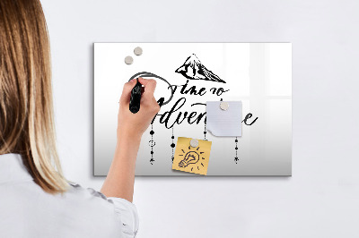 Magnetisch planbord voor de muur van bedrukt glas Avontuur