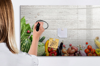 Beschrijfbaar magneetbord van glas met design Groenten op tafel