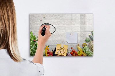 Beschrijfbaar magneetbord van glas met design Groenten op tafel