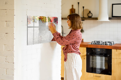 Magnetisch planbord voor de muur van bedrukt glas Fruit op tafel