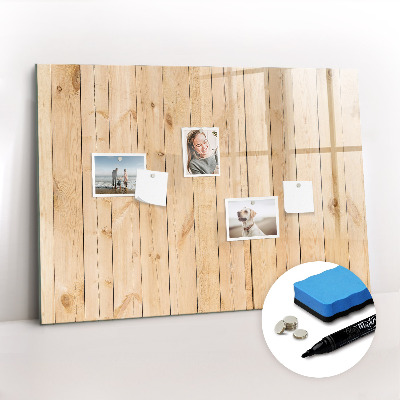 Uitwisbaar glazen planbord met magnetische functie Houten planken
