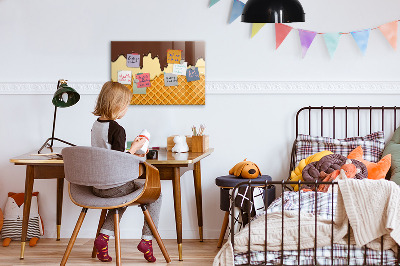 Magnetisch planbord voor de muur van bedrukt glas Ijsje